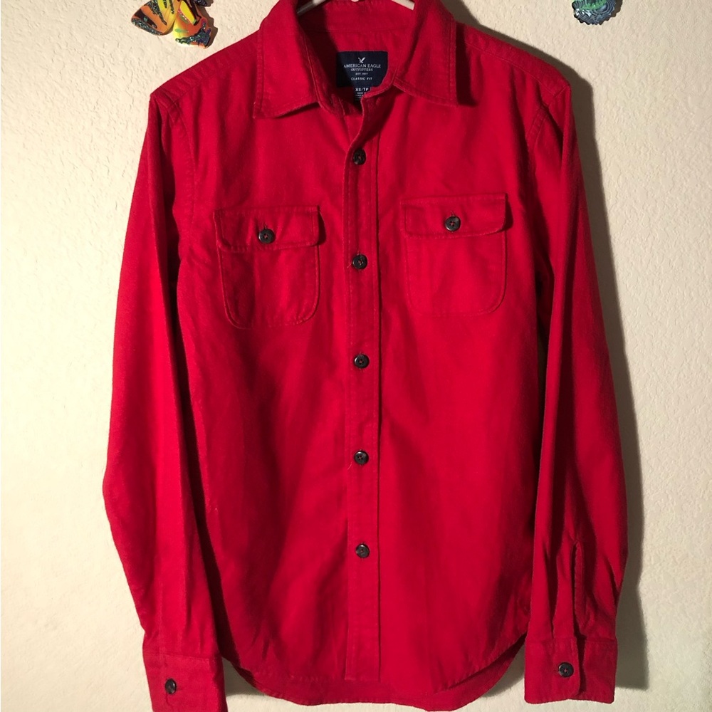 American Eagle Red Flannel Button Up, XS, EUC, pet/smoke free home